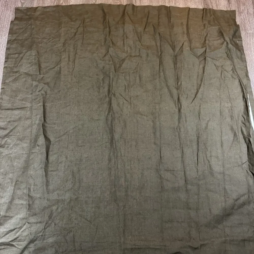 Single Ethan Allen Brown Linen Rod Curtain Lined 50x98, Excellent